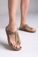 Σανδάλια δερμάτινα με άνοιγμα MIRABELLA FANTASY SANDALS - Χακί - thefashionproject.gr - FANTASY SANDALS