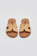Σανδάλια δερμάτινα με ανοίγματα Estil - Φυσικό - thefashionproject.gr - Estil - 24096005002