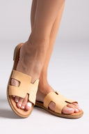 Σανδάλια δερμάτινα με ανοίγματα Estil - Φυσικό - thefashionproject.gr - Estil - 24096005002
