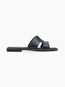 Σανδάλια δερμάτινα με ανοίγματα estil - Μαύρο - thefashionproject.gr - Estil