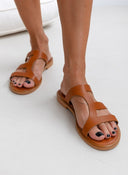 Σανδάλια δερμάτινα με ανοίγματα estil - Ταμπά - thefashionproject.gr - Estil