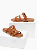 Σανδάλια δερμάτινα με ανοίγματα estil - Ταμπά - thefashionproject.gr - Estil