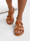 Σανδάλια δερμάτινα με ανοίγματα estil - Ταμπά - thefashionproject.gr - Estil