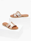 Σανδάλια δερμάτινα με ανοίγματα estil - Χαλκός - thefashionproject.gr - Estil