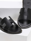 Σανδάλια δερμάτινα με ανοίγματα Iris Sandals - Μαύρο - thefashionproject.gr - IRIS