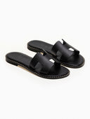Σανδάλια δερμάτινα με ανοίγματα Iris Sandals - Μαύρο - thefashionproject.gr - IRIS