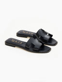 Σανδάλια δερμάτινα με ανοίγματα Iris Sandals - Μαύρο - thefashionproject.gr - IRIS