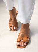 Σανδάλια δερμάτινα με ανοίγματα Iris Sandals - Ταμπά - thefashionproject.gr - IRIS