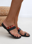 Σανδάλια δερμάτινα με boho φάσα estil - Μαύρο - thefashionproject.gr - Estil