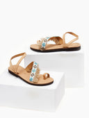 Σανδάλια δερμάτινα με boho τρέσα Estil - Φυσικό - thefashionproject.gr - Estil