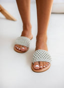 Σανδάλια δερμάτινα με crochet φάσα Iris Sandals - Ασημί - thefashionproject.gr - IRIS