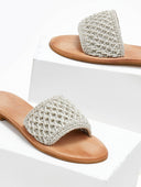 Σανδάλια δερμάτινα με crochet φάσα Iris Sandals - Ασημί - thefashionproject.gr - IRIS