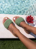 Σανδάλια δερμάτινα με crochet φάσα Iris Sandals - Πράσινο - thefashionproject.gr - IRIS