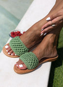 Σανδάλια δερμάτινα με crochet φάσα Iris Sandals - Πράσινο - thefashionproject.gr - IRIS