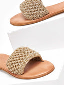 Σανδάλια δερμάτινα με crochet φάσα Iris Sandals - Χρυσό - thefashionproject.gr - IRIS