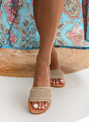 Σανδάλια δερμάτινα με crochet φάσα Iris Sandals - Χρυσό - thefashionproject.gr - IRIS