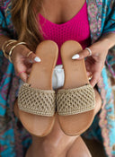 Σανδάλια δερμάτινα με crochet φάσα Iris Sandals - Χρυσό - thefashionproject.gr - IRIS