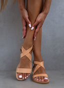 Σανδάλια δερμάτινα με crossover μπαρέτα Iris Sandals - Φυσικό - thefashionproject.gr - IRIS - 13076005002