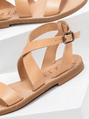 Σανδάλια δερμάτινα με crossover μπαρέτα Iris Sandals - Φυσικό - thefashionproject.gr - IRIS - 13076005002