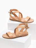 Σανδάλια δερμάτινα με crossover μπαρέτα Iris Sandals - Φυσικό - thefashionproject.gr - IRIS - 13076005002