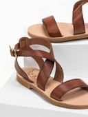 Σανδάλια δερμάτινα με crossover μπαρέτα Iris Sandals - Καφέ - thefashionproject.gr - IRIS - 13076036002