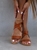 Σανδάλια δερμάτινα με crossover μπαρέτα Iris Sandals - Καφέ - thefashionproject.gr - IRIS - 13076036002