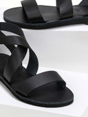 Σανδάλια δερμάτινα με crossover μπαρέτα Iris Sandals - Μαύρο - thefashionproject.gr - IRIS