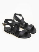 Σανδάλια δερμάτινα με crossover μπαρέτα Iris Sandals - Μαύρο - thefashionproject.gr - IRIS