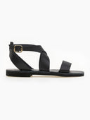 Σανδάλια δερμάτινα με crossover μπαρέτα Iris Sandals - Μαύρο - thefashionproject.gr - IRIS
