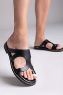 Σανδάλια δερμάτινα με cut out σχέδιο TFP - Μαύρο - thefashionproject.gr - TFP