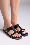 Σανδάλια δερμάτινα με cut out σχέδιο TFP - Μαύρο - thefashionproject.gr - TFP