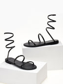 Σανδάλια δερμάτινα με δέσιμο Iris Sandals - Μαύρο - thefashionproject.gr - IRIS