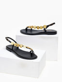 Σανδάλια δερμάτινα με διακοσμητικό Iris Sandals - Μαύρο - thefashionproject.gr - IRIS