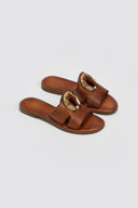 Σανδάλια δερμάτινα με διακοσμητικό Iris Sandals - Ταμπά - thefashionproject.gr - IRIS - 24215007003