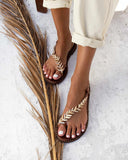 Σανδάλια δερμάτινα με διακσμητικό Iris Sandals - Καφέ - thefashionproject.gr - IRIS