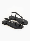 Σανδάλια δερμάτινα με διακσμητικό Iris Sandals - Μαύρο - thefashionproject.gr - IRIS