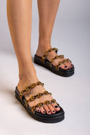 Σανδάλια δερμάτινα με έντονα τρουκς ATENEO - Leopard - thefashionproject.gr - ATENEO