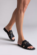 Σανδάλια δερμάτινα με φαρδιά φάσα Estil - Μαύρο - thefashionproject.gr - Estil - 24011002002