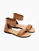 Σανδάλια δερμάτινα με φερμουάρ estil - Τάουπε - thefashionproject.gr - Estil
