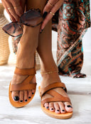 Σανδάλια δερμάτινα με ιδιαίτερες φάσες Iris Sandals - Καφέ - thefashionproject.gr - IRIS