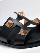 Σανδάλια δερμάτινα με καρφιά Estil - Μαύρο - thefashionproject.gr - Estil
