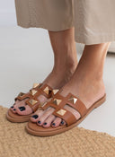 Σανδάλια δερμάτινα με καρφιά Estil - Ταμπά - thefashionproject.gr - Estil