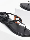 Σανδάλια δερμάτινα με κοκκάλινο σχέδιο Iris sandals