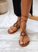 Σανδάλια δερμάτινα με κοκκάλινο σχέδιο Iris sandals - Καφέ - thefashionproject.gr - IRIS