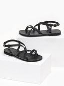 Σανδάλια δερμάτινα με κοτσιδάκι estil - Μαύρο - thefashionproject.gr - Estil