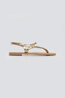 Σανδάλια δερμάτινα με κοτσιδάκια Tfp - Χρυσό - thefashionproject.gr - TFP