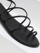 Σανδάλια δερμάτινα με λεπτά λουράκια Iris Sandals - Μαύρο - thefashionproject.gr - IRIS