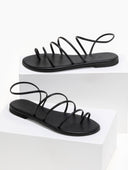 Σανδάλια δερμάτινα με λεπτά λουράκια Iris Sandals - Μαύρο - thefashionproject.gr - IRIS