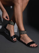 Σανδάλια δερμάτινα με μαίανδρο estil - Μαύρο - thefashionproject.gr - Estil