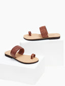 Σανδάλια δερμάτινα με μαίανδρο estil - Ταμπά - thefashionproject.gr - Estil